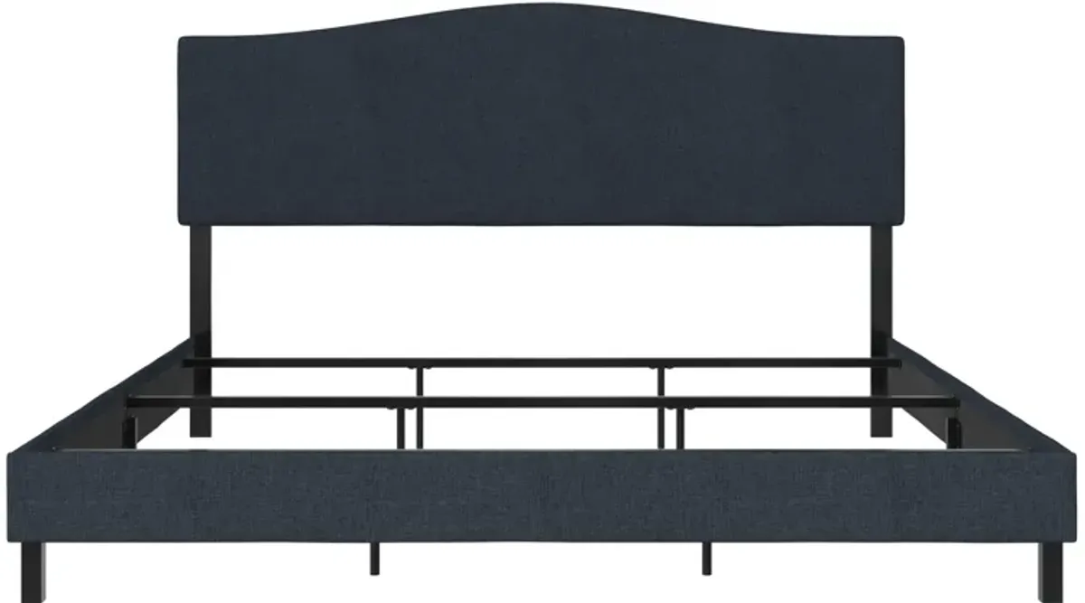 Mason Linen Upholstered Bed with Camelback Curved Headboard