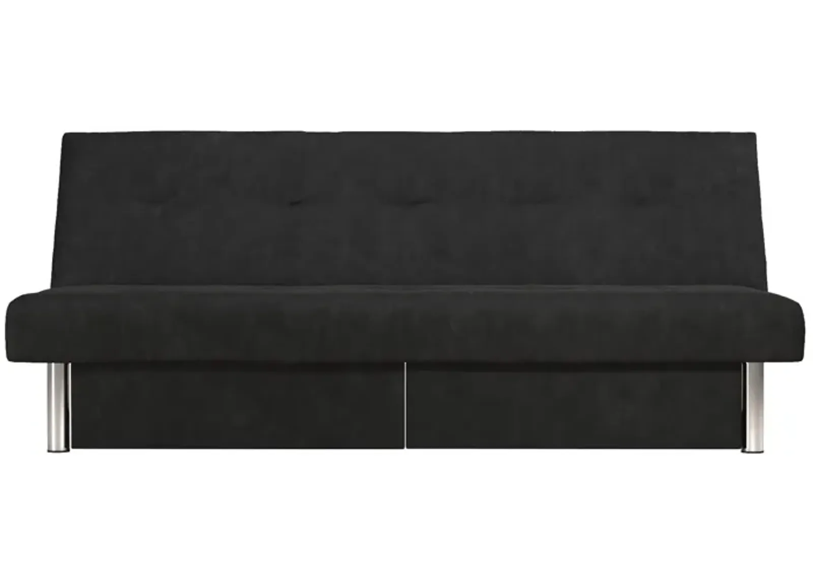 Sola Upholstered Storage Futon with 2 Drawers and Chrome Legs