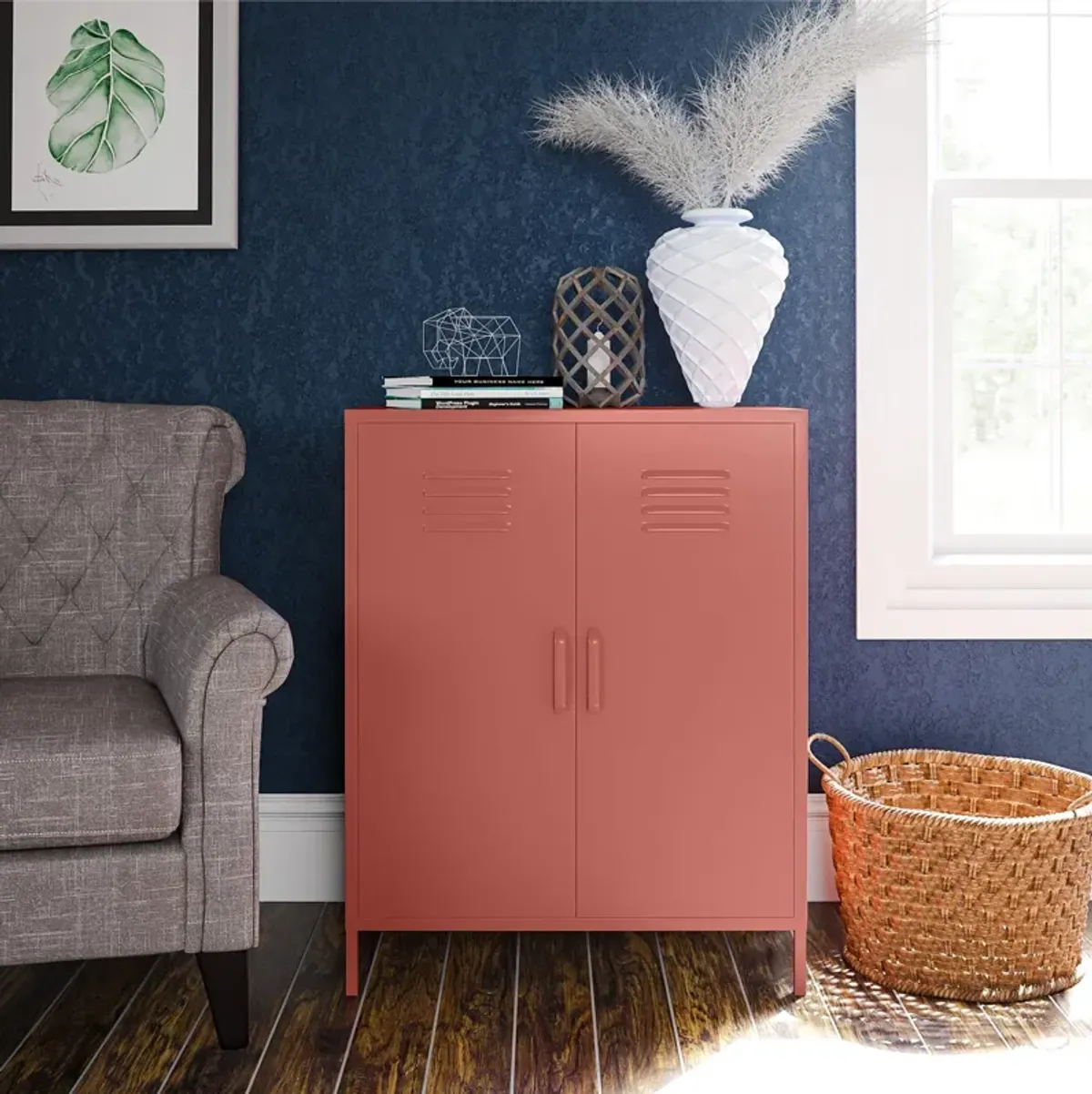 Shadwick 2 Door Metal Locker Style Accent Storage Cabinet