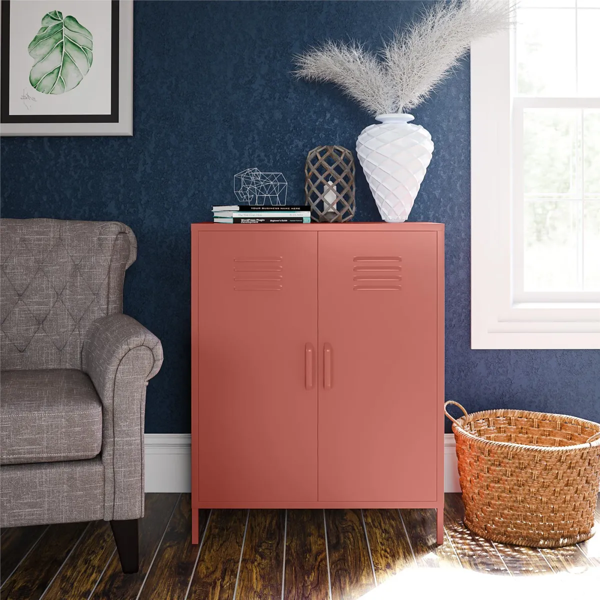 Shadwick 2 Door Metal Locker Style Accent Storage Cabinet