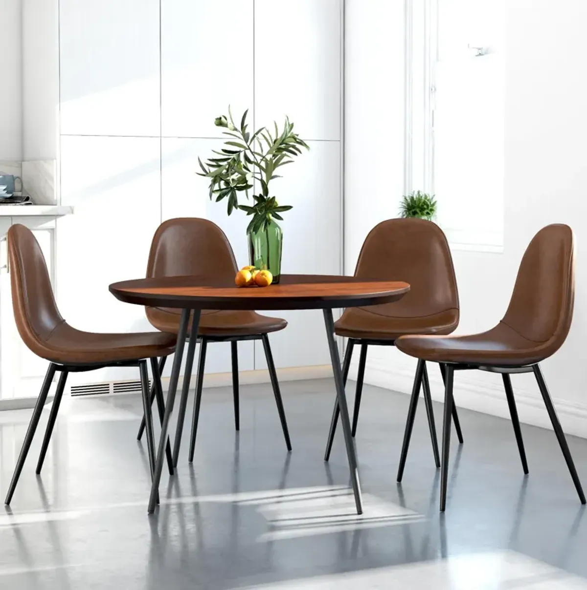 Brandon Upholstered Mid Century Modern Kitchen Dining Chairs, Set of 4