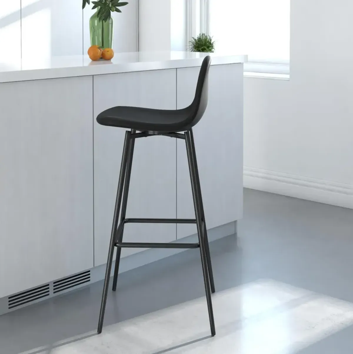 Brandon Upholstered Mid Century Modern Kitchen Bar Stool with Metal Legs