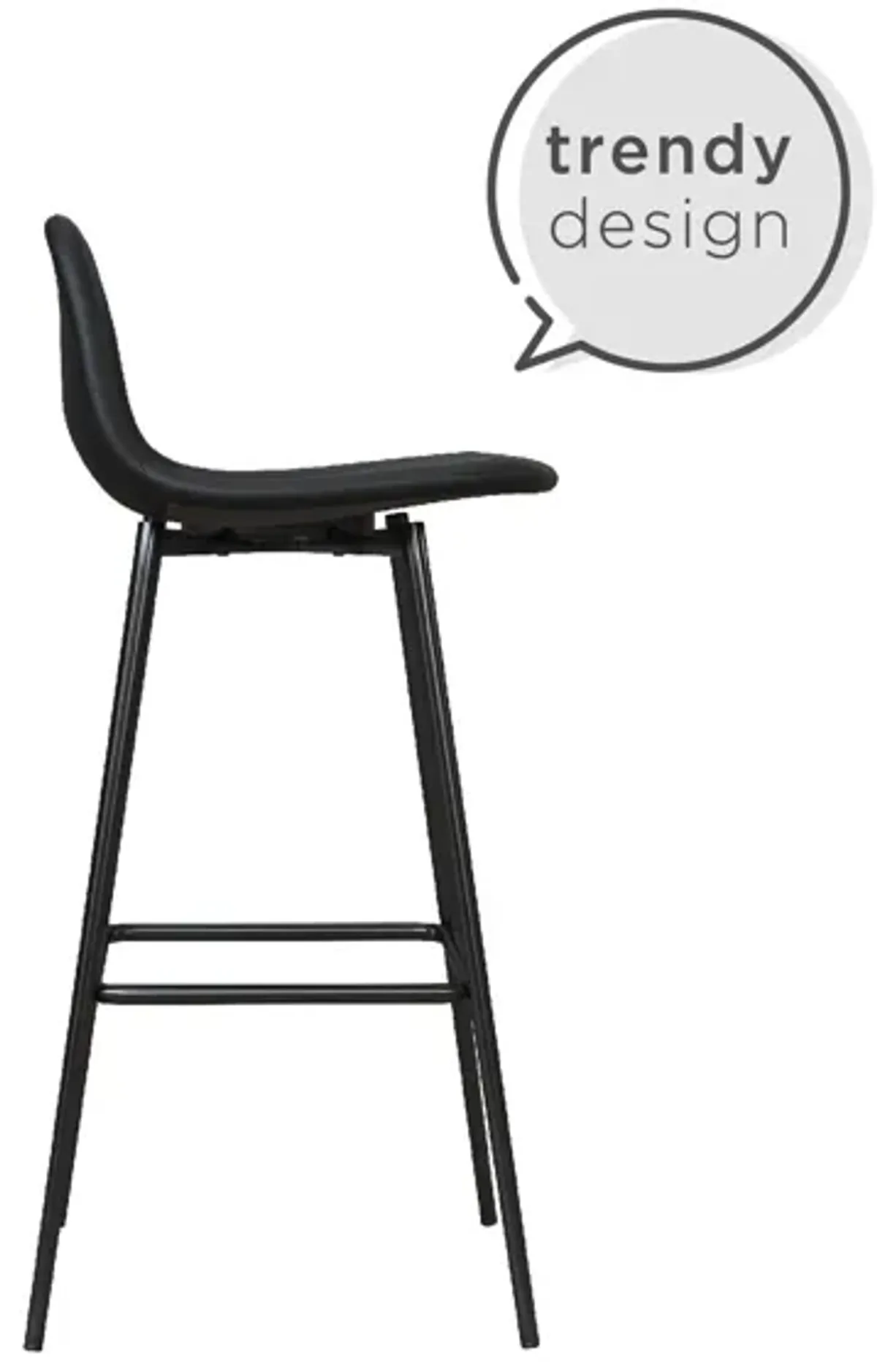 Brandon Upholstered Mid Century Modern Kitchen Bar Stool with Metal Legs