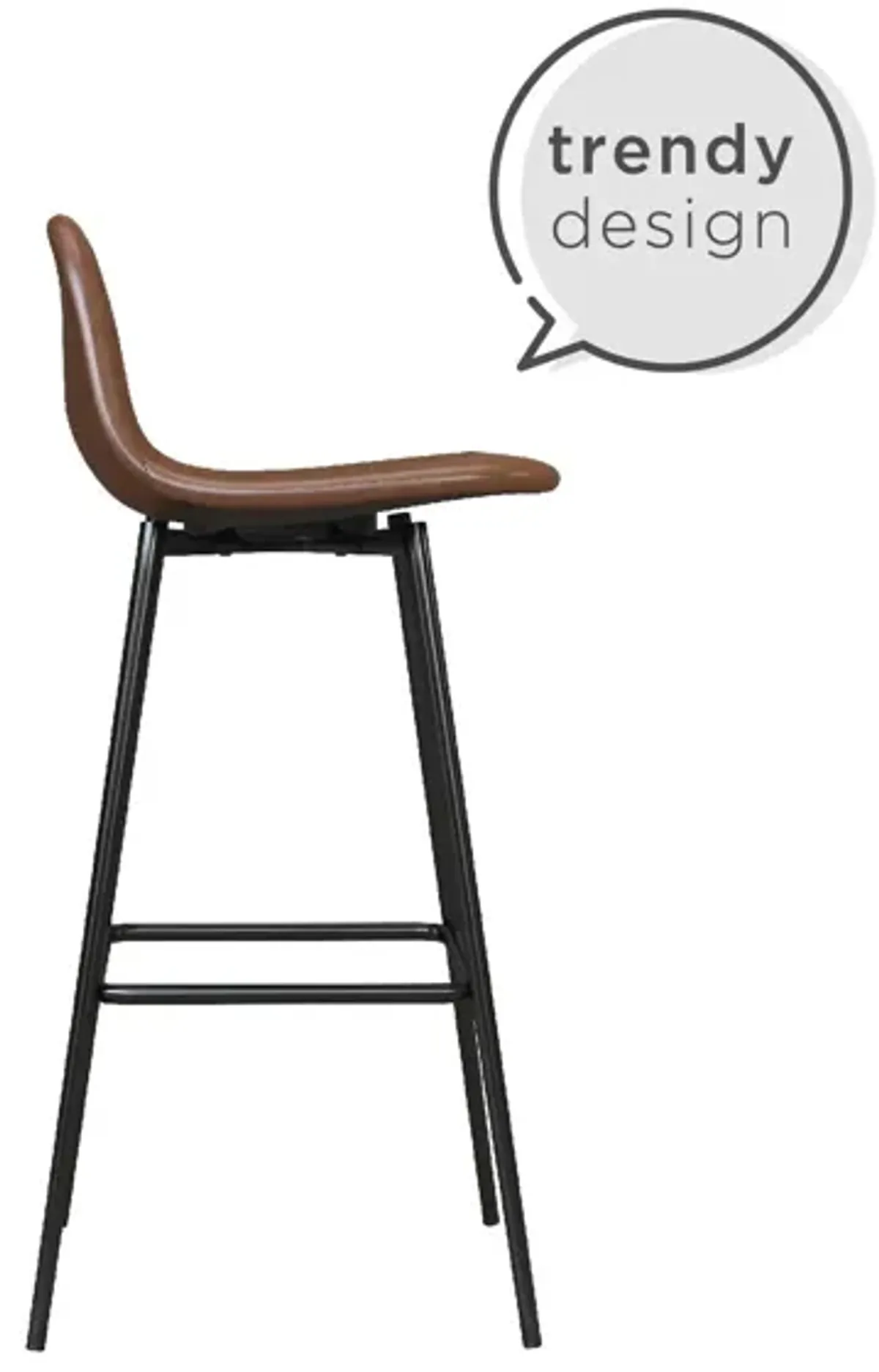 Brandon Upholstered Mid Century Modern Kitchen Bar Stool with Metal Legs