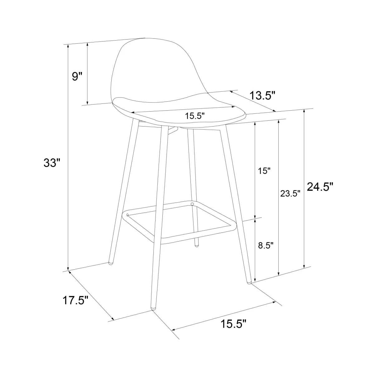 Brandon Upholstered Mid Century Modern Counter Height Bar Stool