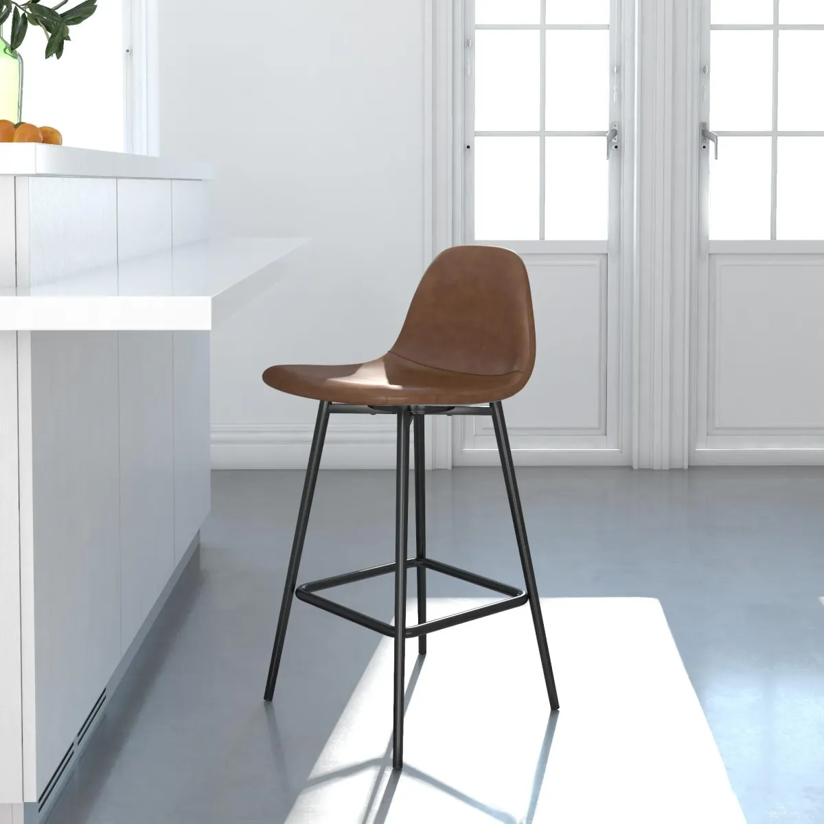 Brandon Upholstered Mid Century Modern Counter Height Bar Stool