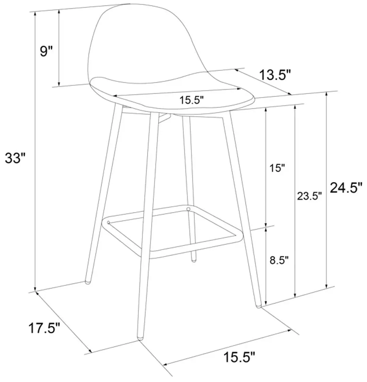 Brandon Upholstered Mid Century Modern Counter Height Bar Stool