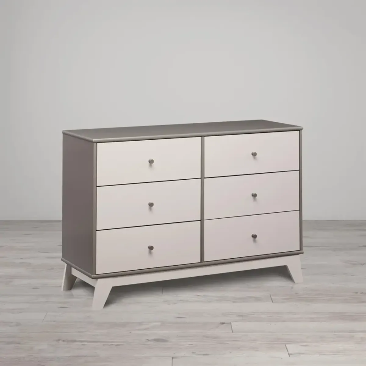 Rowan Valley Flint 6 Drawer Dresser with Solid Wood Angled Feet