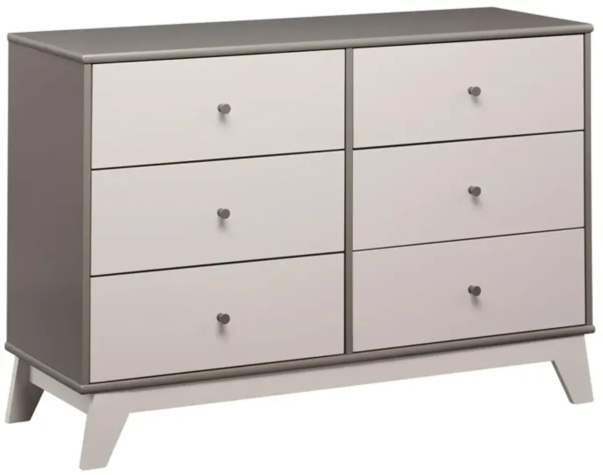 Rowan Valley Flint 6 Drawer Dresser with Solid Wood Angled Feet