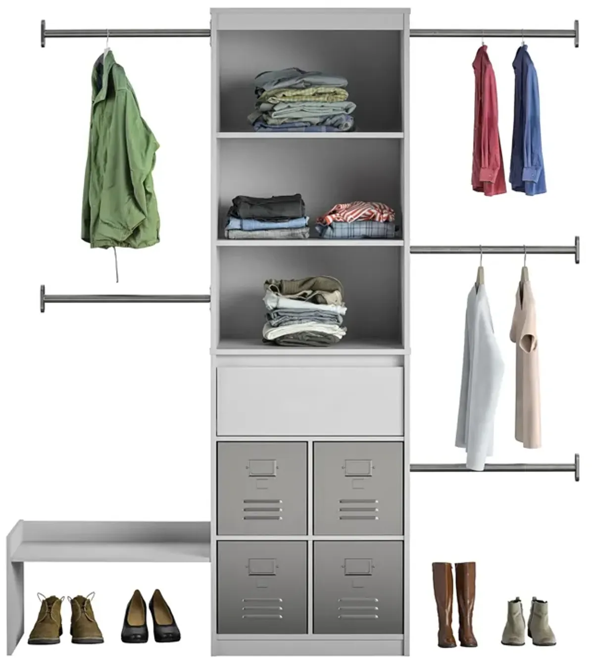 Grow with Me Adjustable Closet Organizer System with Adjustable Poles