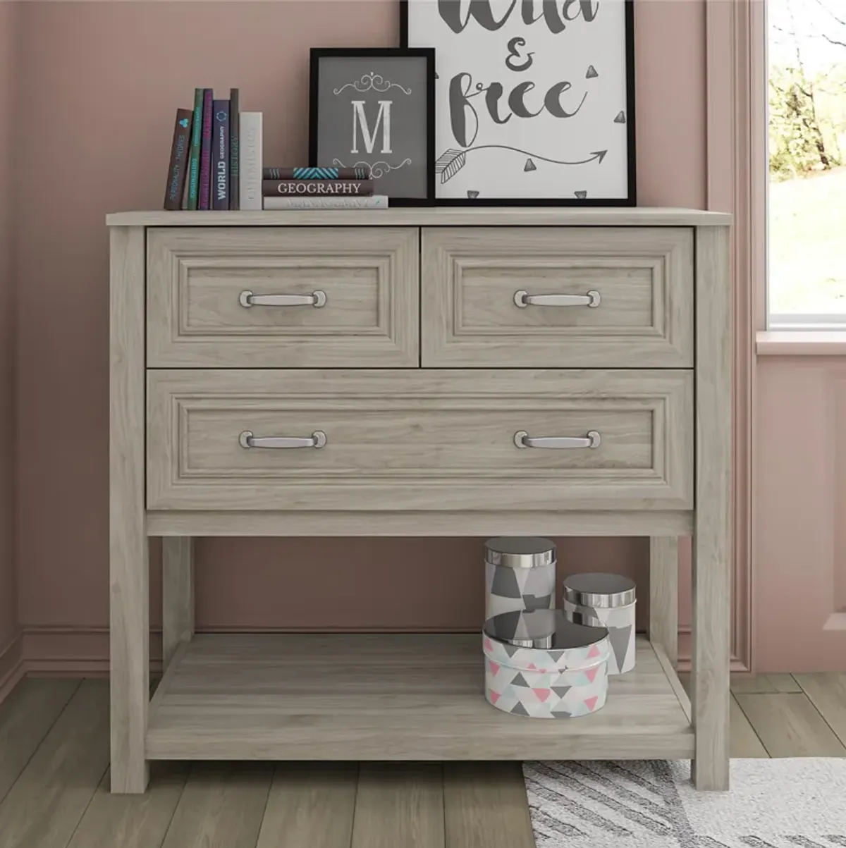 Sierra Ridge Levi Kids' 3 Drawer Dresser and Lower Shelf