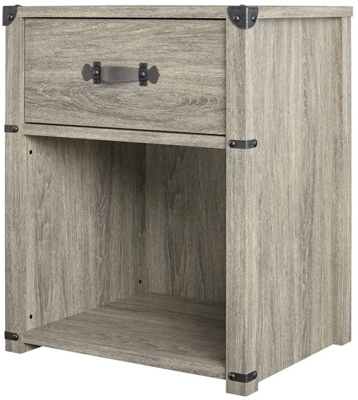 Nova 1 Drawer Storage Nightstand with Leather Drawer Pull