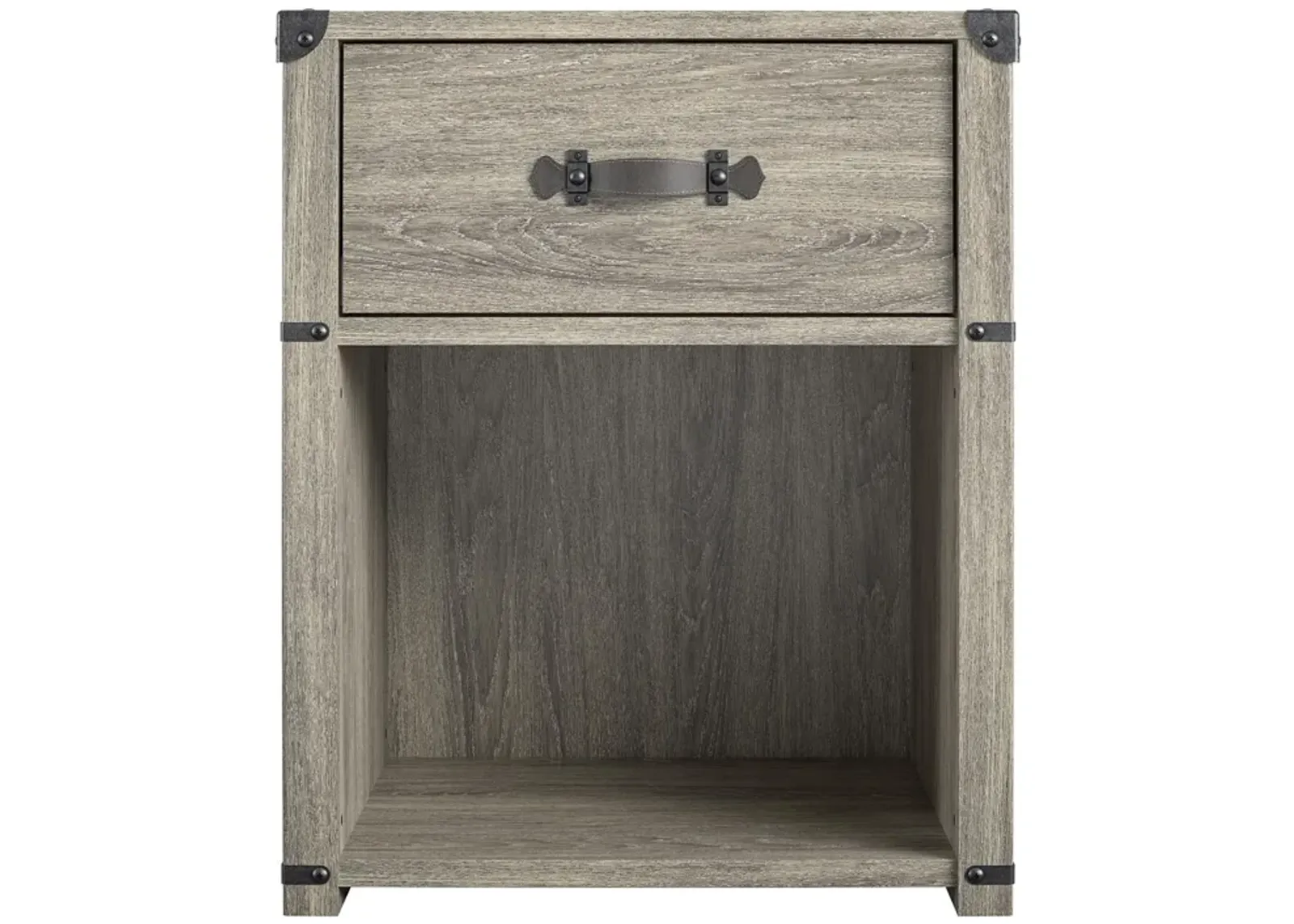 Nova 1 Drawer Storage Nightstand with Leather Drawer Pull