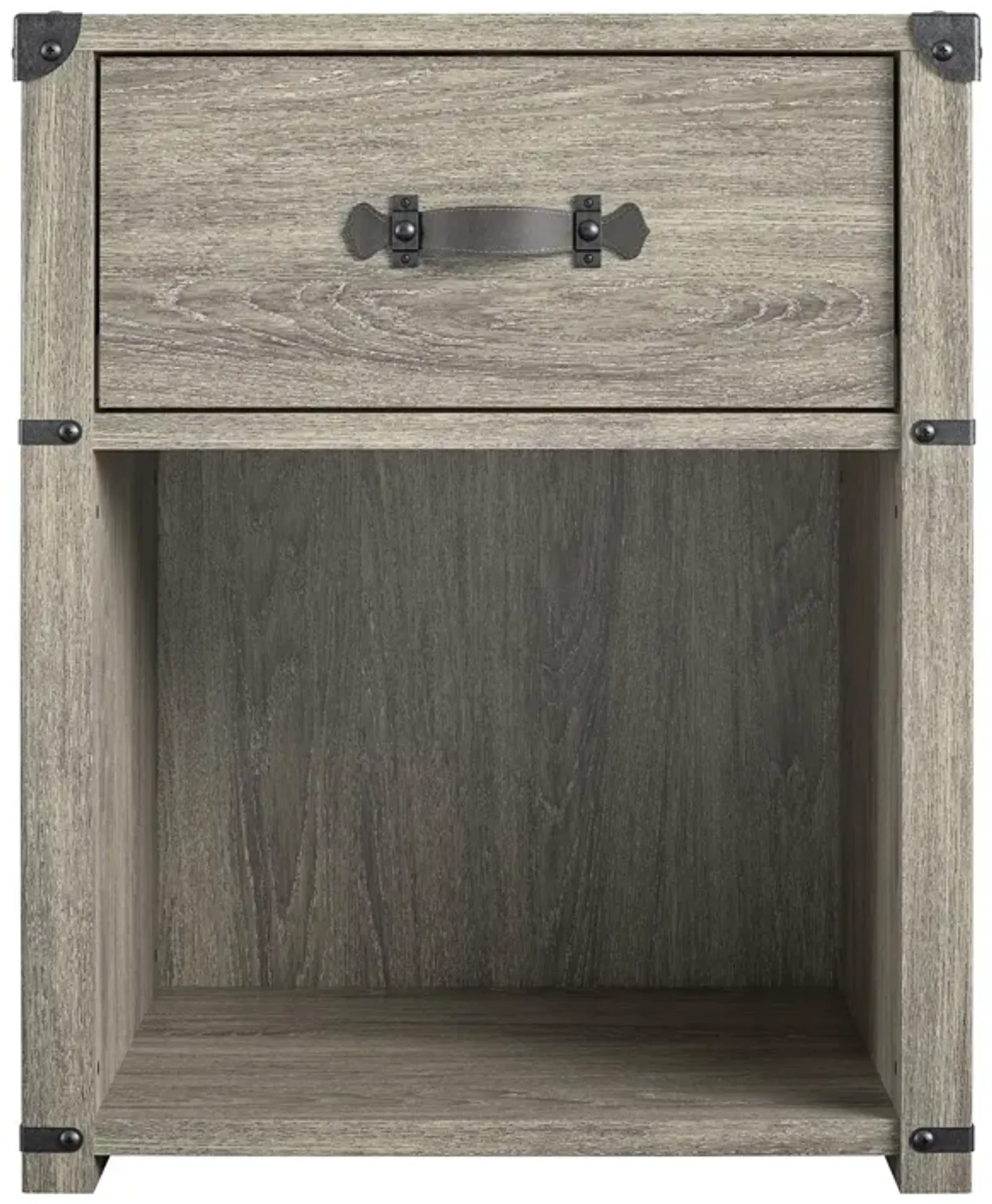 Nova 1 Drawer Storage Nightstand with Leather Drawer Pull