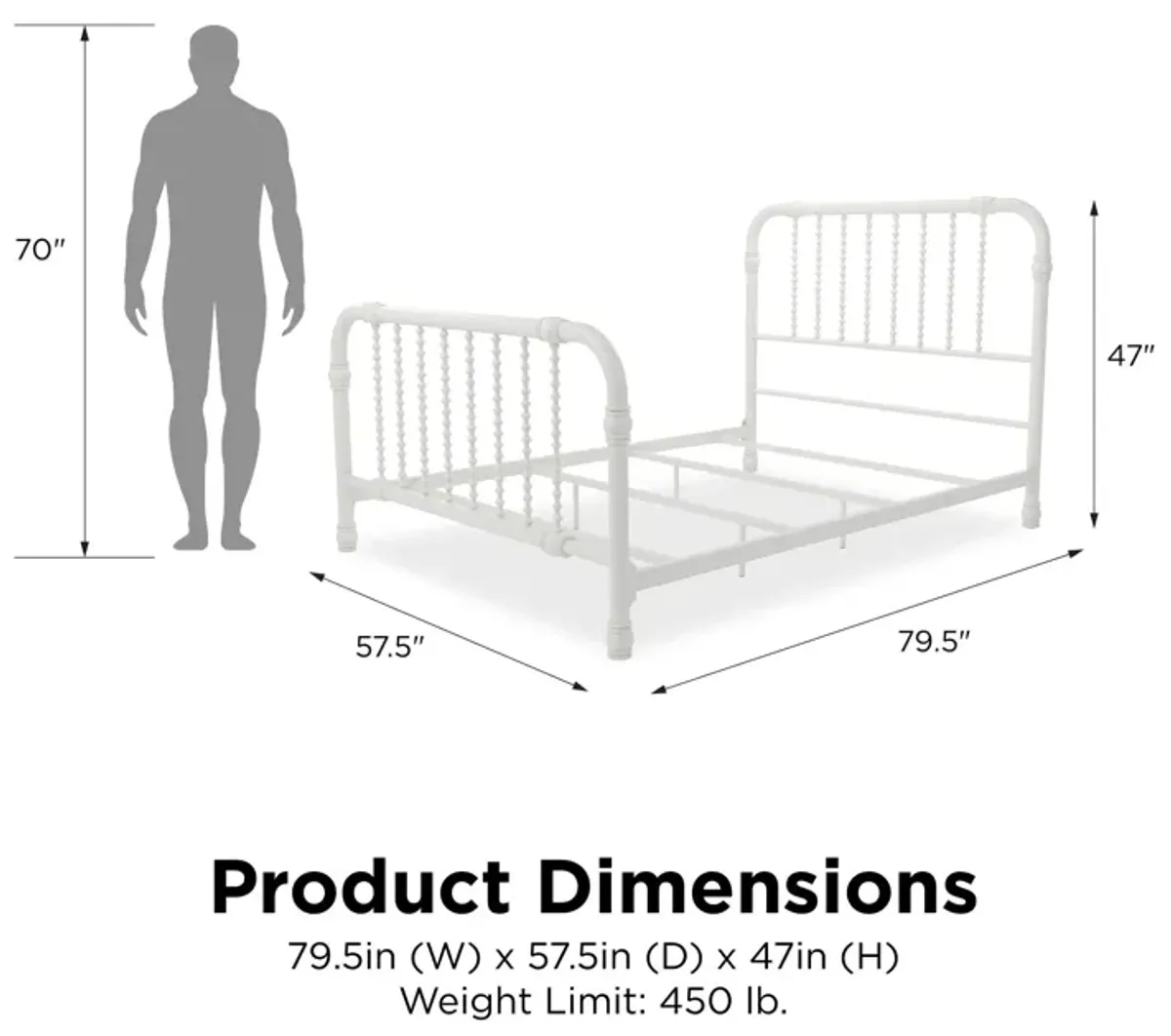 Monarch Hill Wren Metal Bed with Curved Scrollwork Design