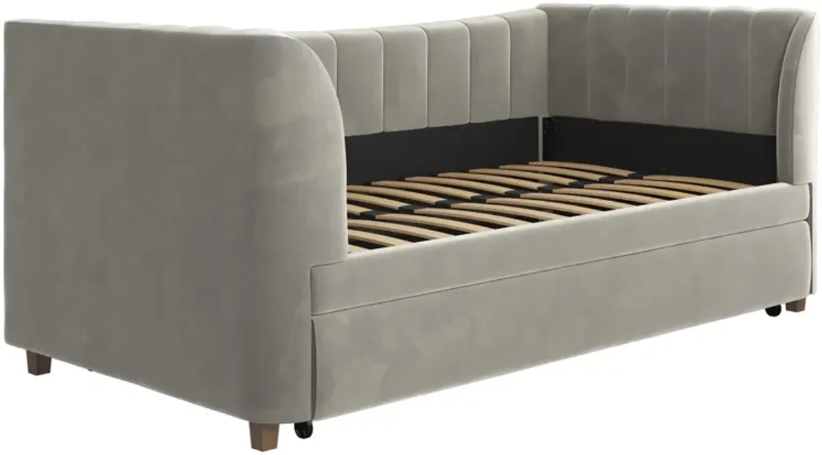 Valentina Upholstered Daybed with Trundle and Vertical Stitching