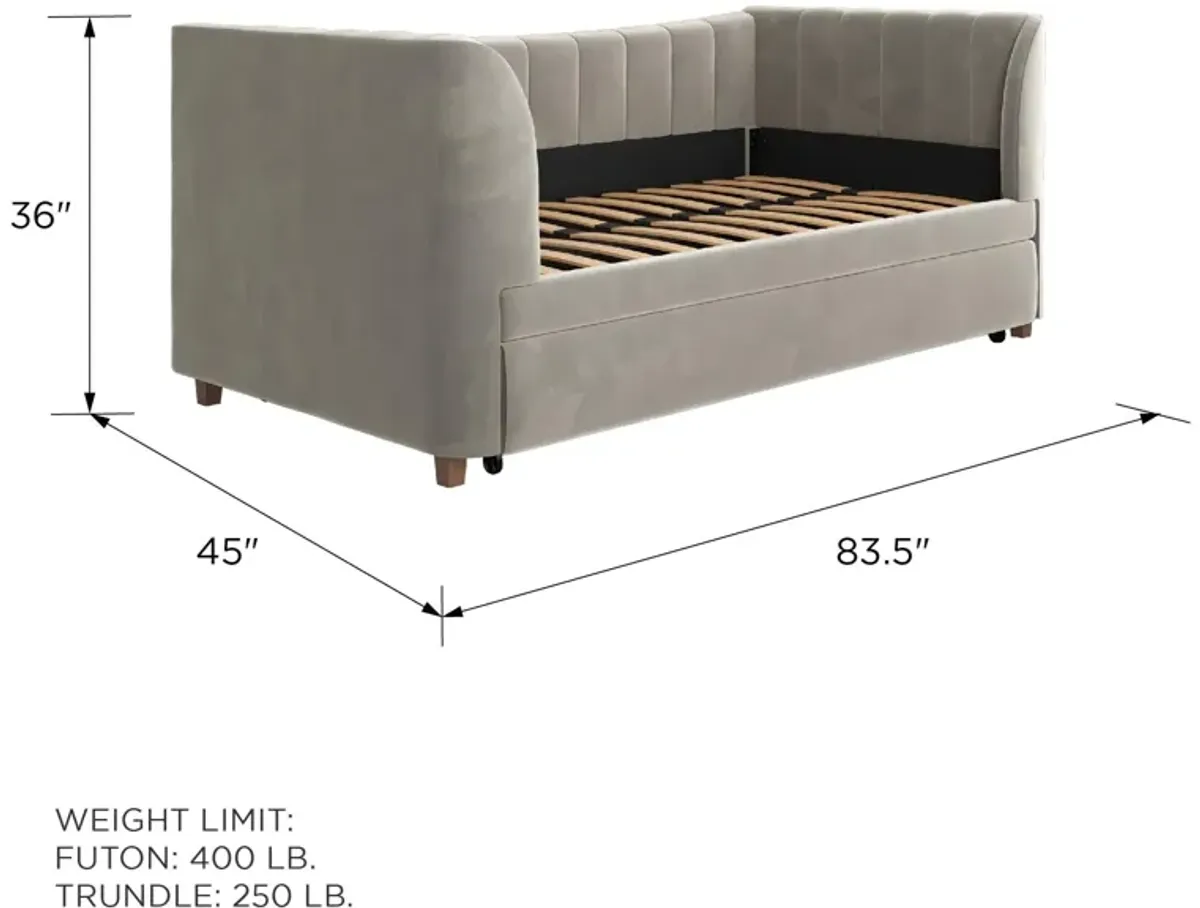 Valentina Upholstered Daybed with Trundle and Vertical Stitching