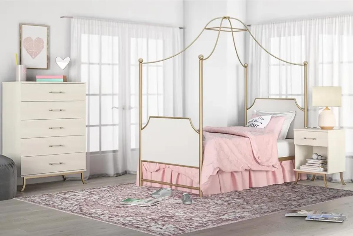 Monarch Hill Clementine Canopy Bed with Linen Headboard and Footboard