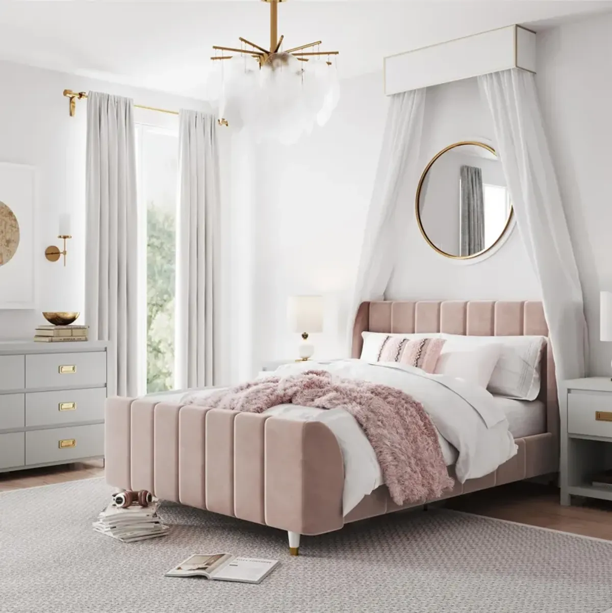 Valentina Upholstered Bed with Channel Tufting