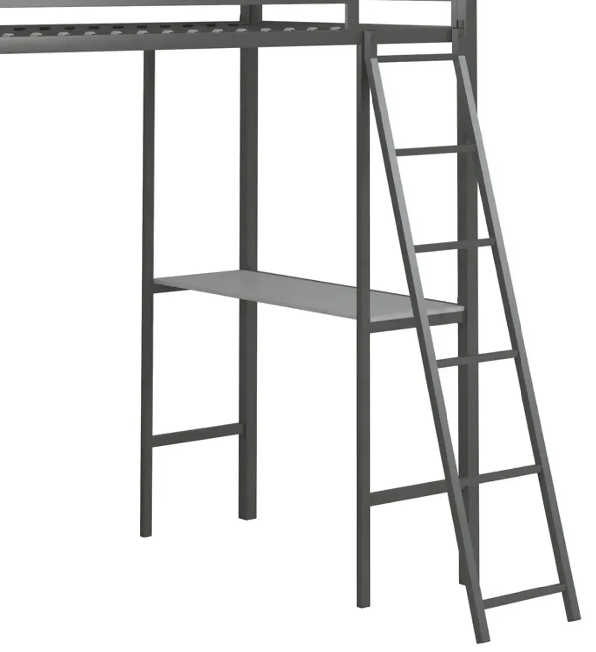 Nova Metal Loft Bed with Desk, 3 Shelves, Ladder and Full-Length Guardrails