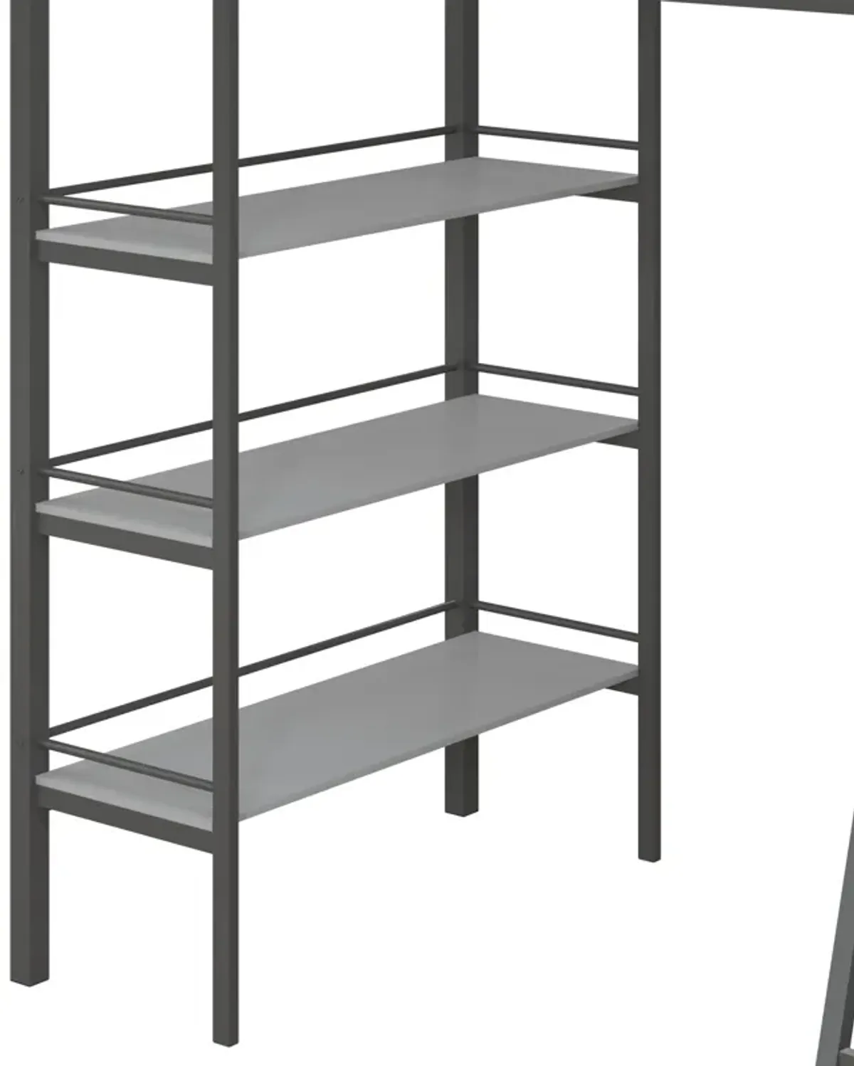 Nova Metal Loft Bed with Desk, 3 Shelves, Ladder and Full-Length Guardrails