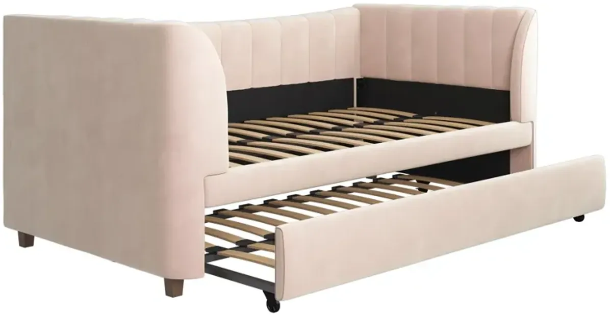 Valentina Upholstered Daybed with Trundle and Vertical Stitching