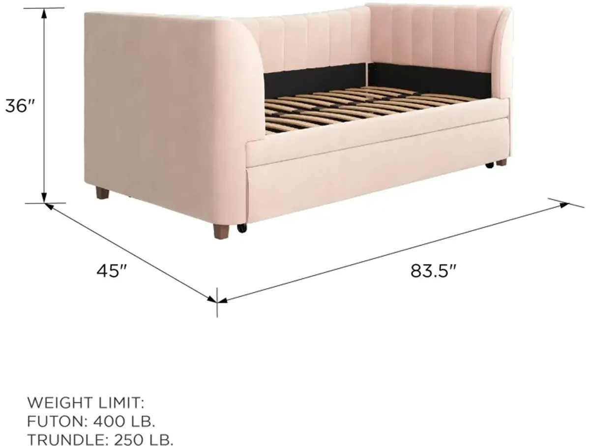 Valentina Upholstered Daybed with Trundle and Vertical Stitching