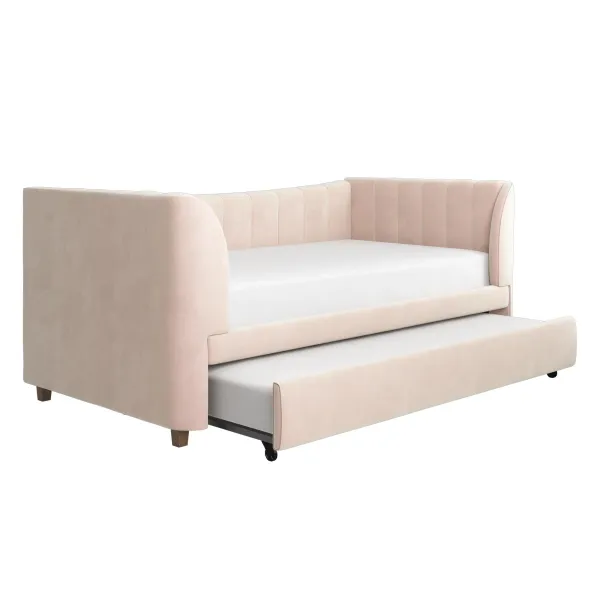 Valentina Upholstered Daybed with Trundle and Vertical Stitching
