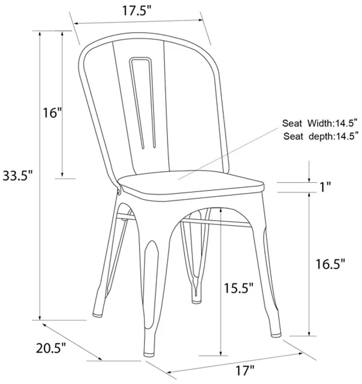 Fusion Metal Dining Chair with Wood Seat, Set of 2