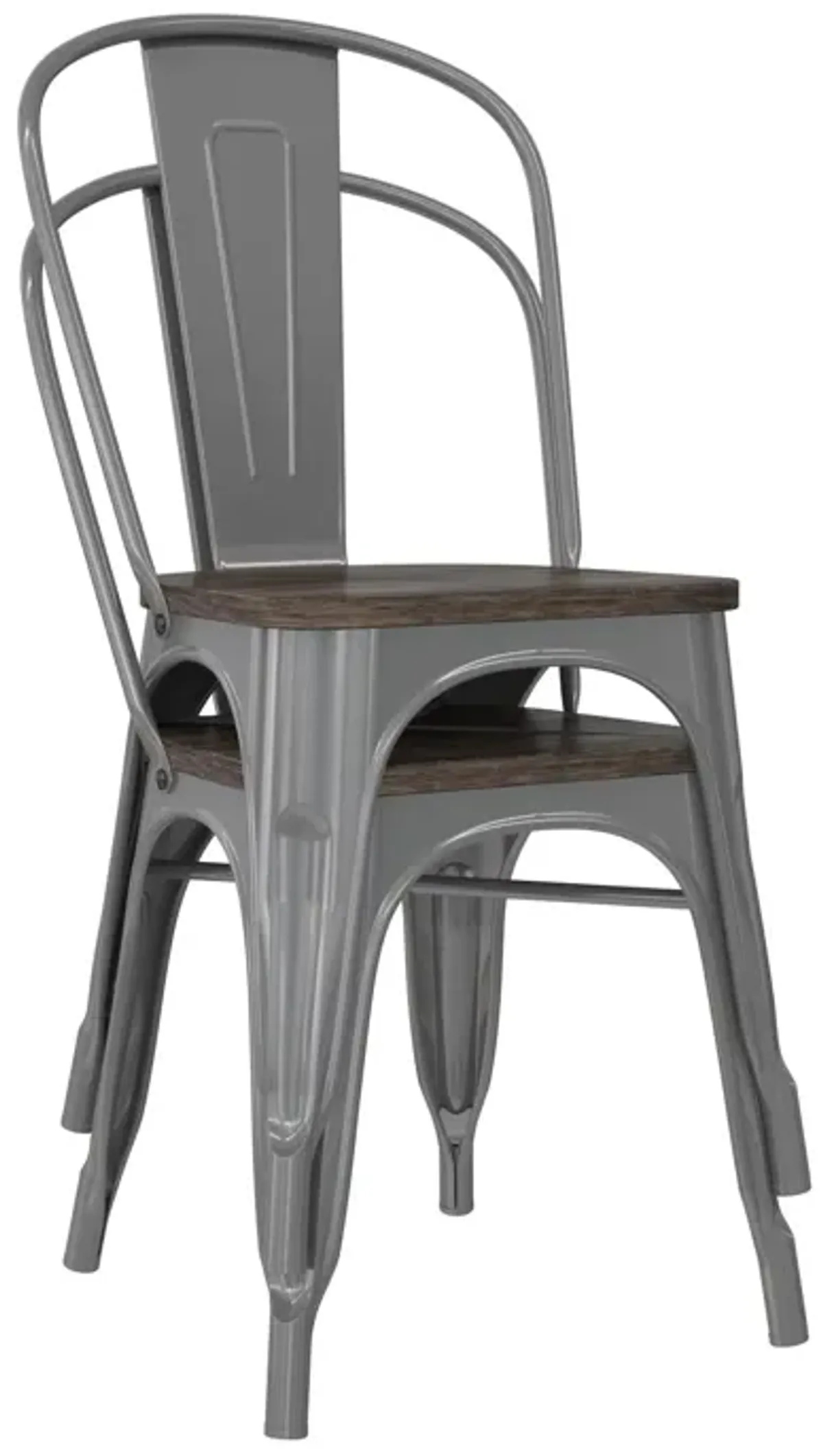 Fusion Metal Dining Chair with Wood Seat, Set of 2