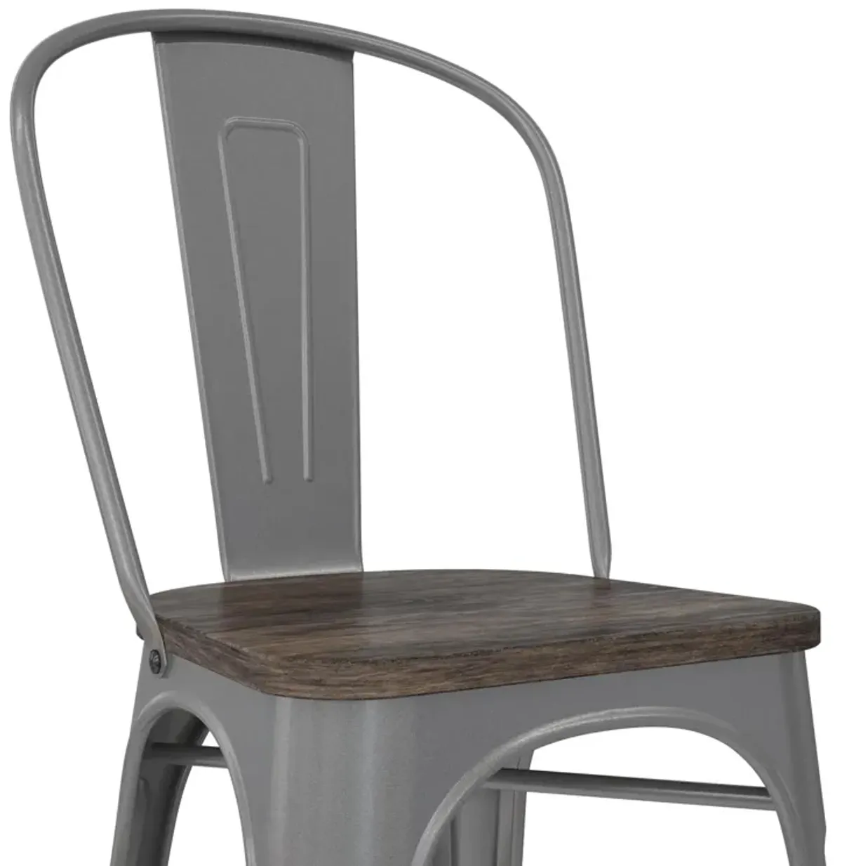 Fusion Metal Dining Chair with Wood Seat, Set of 2