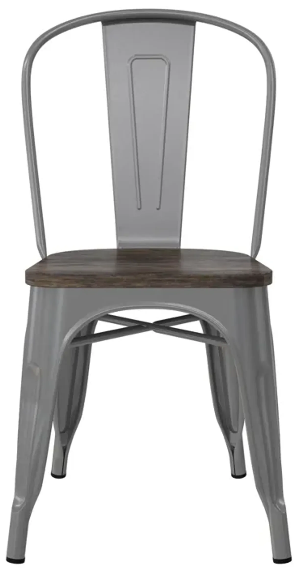 Fusion Metal Dining Chair with Wood Seat, Set of 2