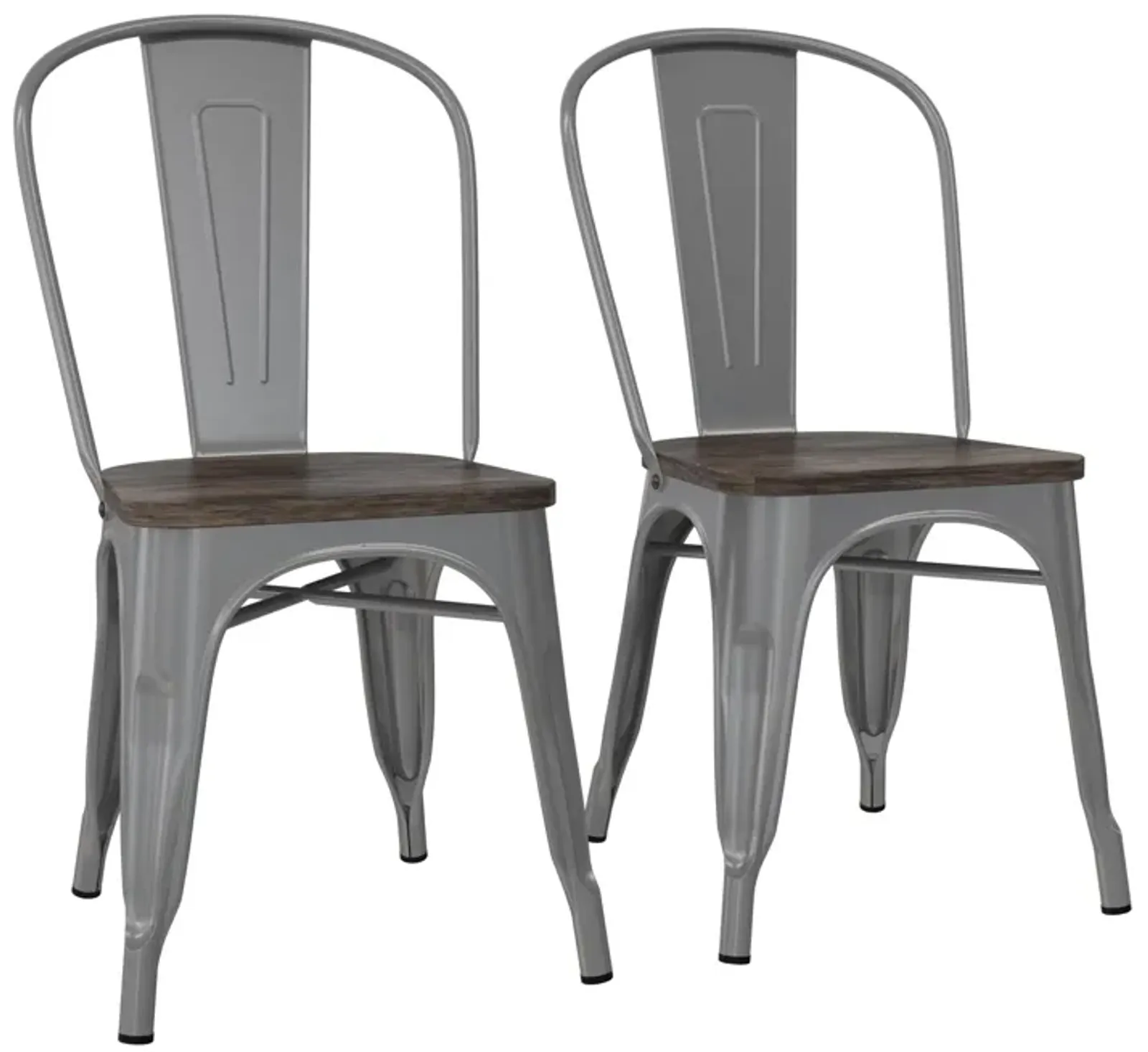 Fusion Metal Dining Chair with Wood Seat, Set of 2