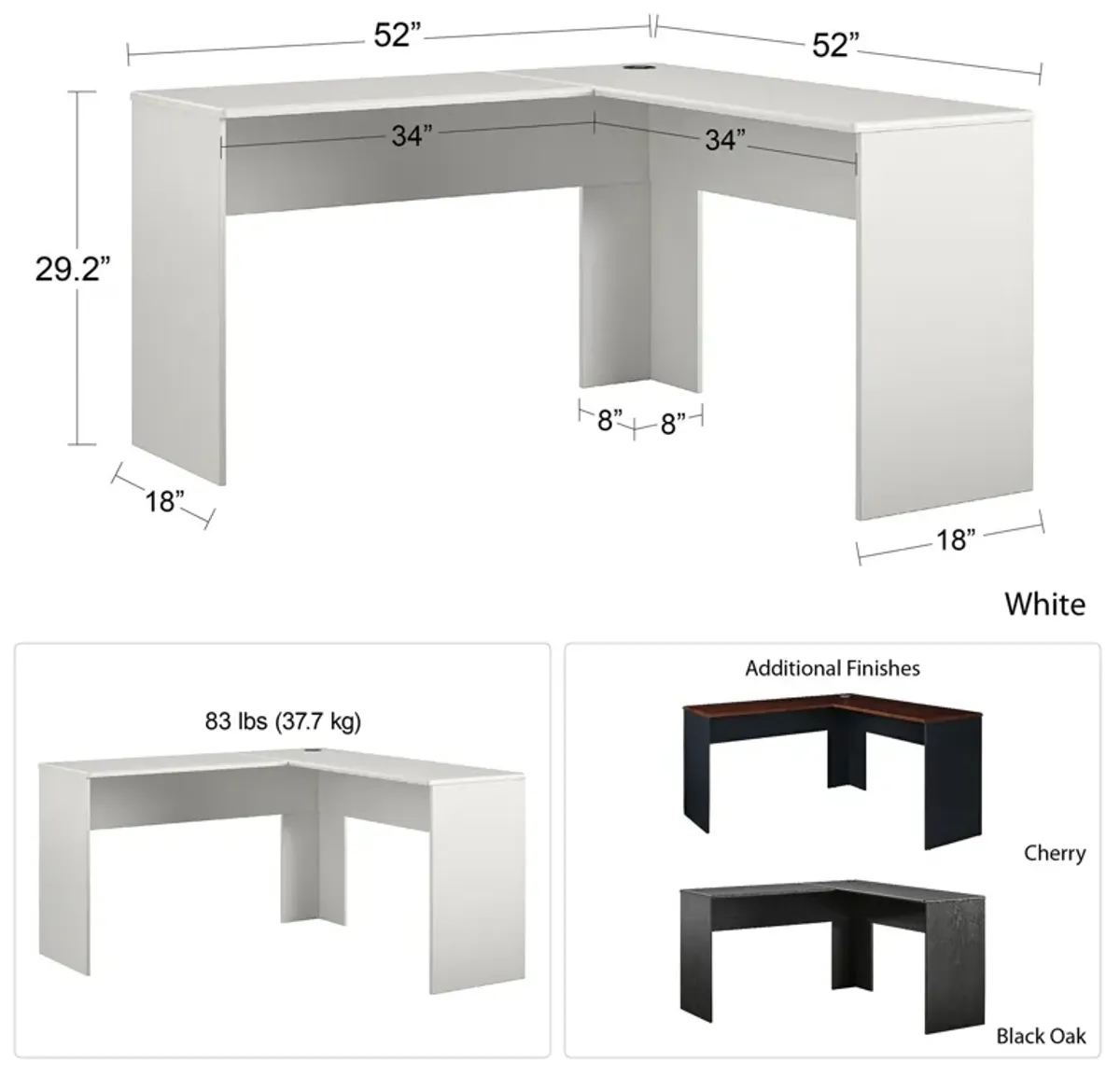 Amara L-Shaped Desk with Wire Management Grommet