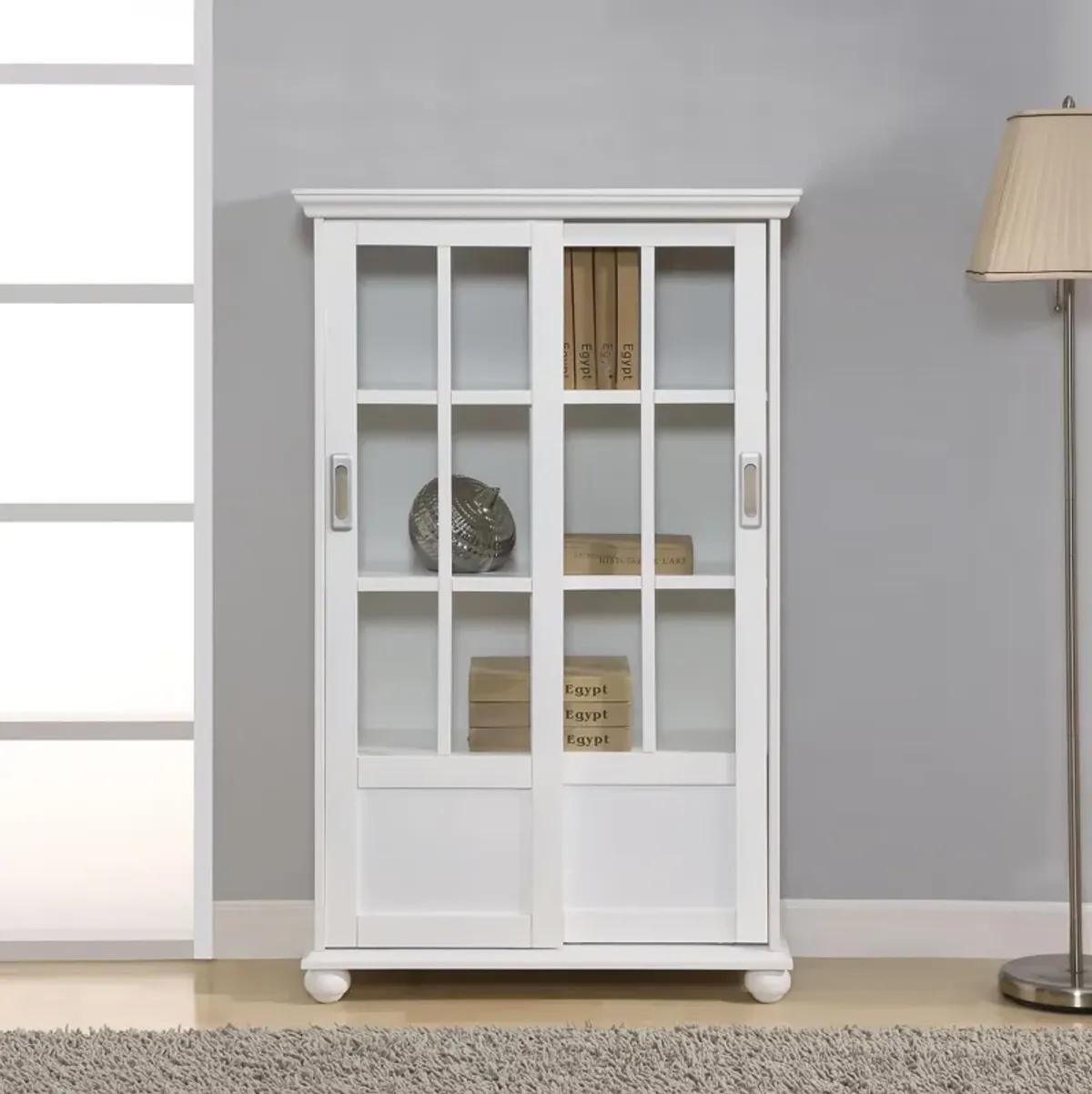 Aaron Lane Tall Bookcase with 2 Sliding Glass Doors