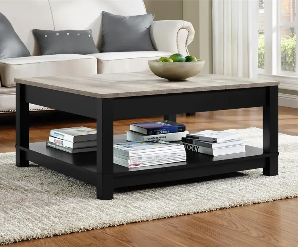 Carver Coffee Table with Bottom Magazine Storage Shelf