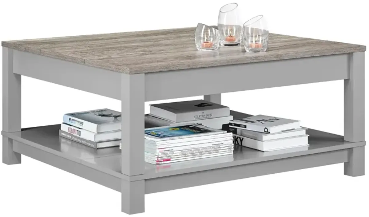 Carver Coffee Table with Bottom Magazine Storage Shelf