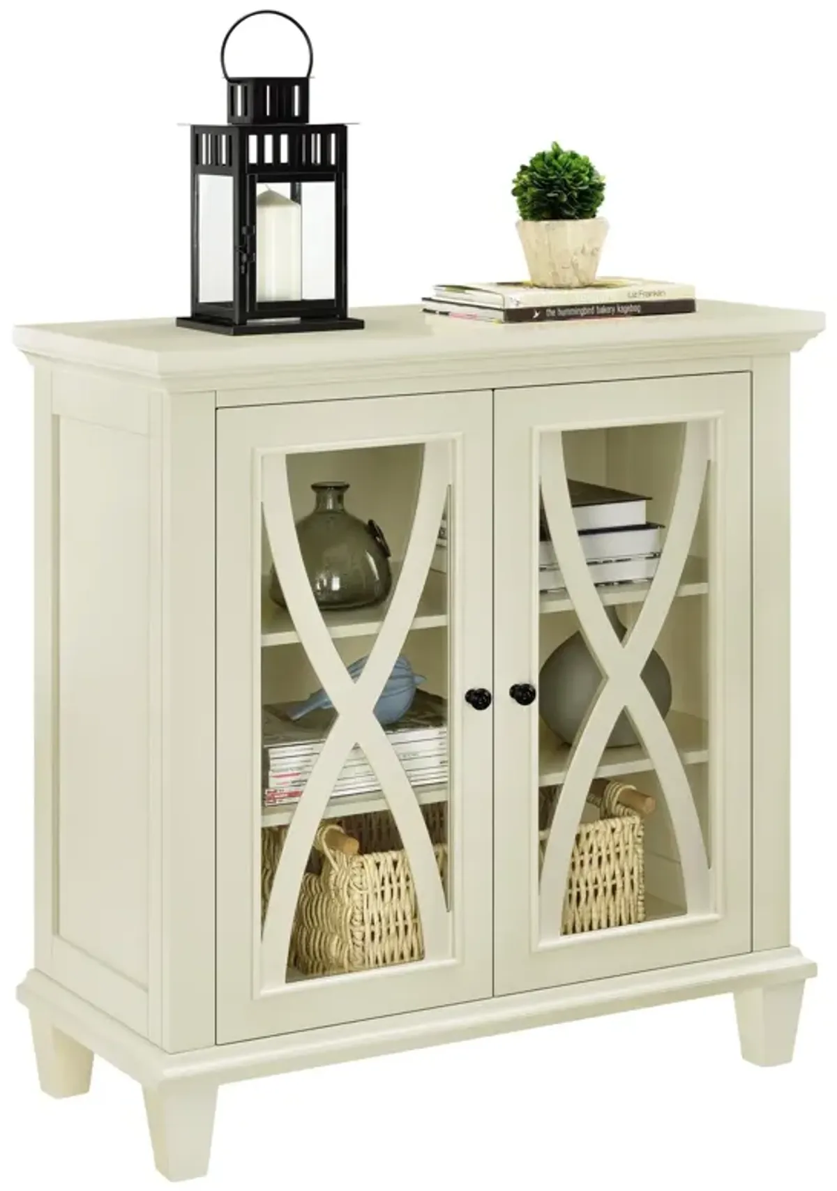 Ellington Glass Double Door Accent Cabinet with Shelves