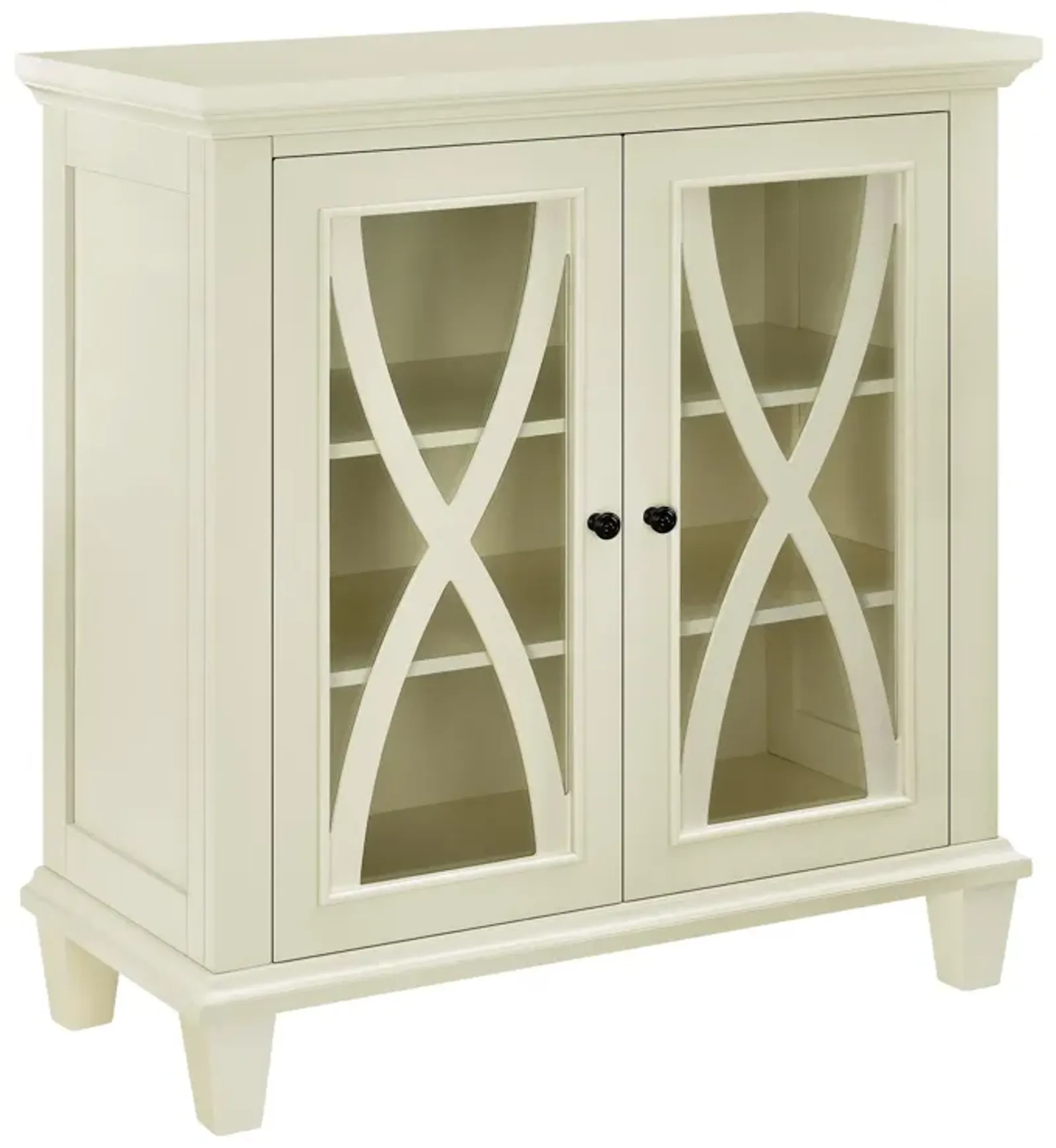 Ellington Glass Double Door Accent Cabinet with Shelves