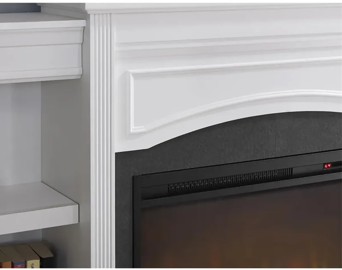 Lamont Mantel Fireplace with Side Shelves and 26 Inch Fireplace Insert