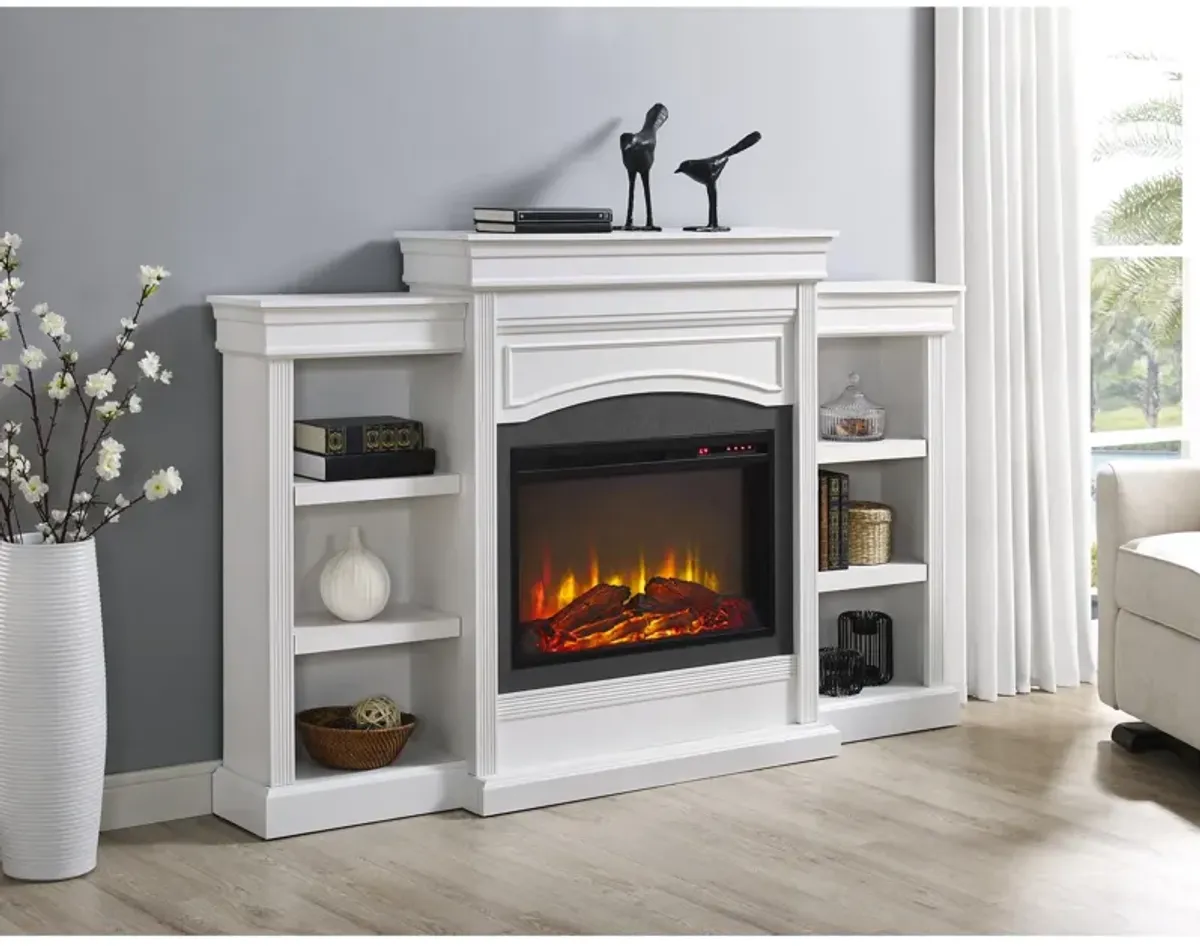 Lamont Mantel Fireplace with Side Shelves and 26 Inch Fireplace Insert