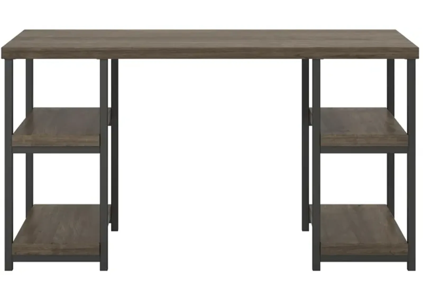 Ashlar Desk with Open Storage Shelves and Metal Legs