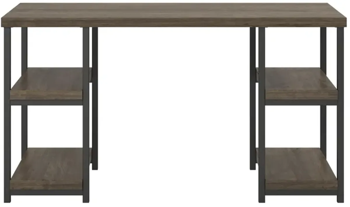 Ashlar Desk with Open Storage Shelves and Metal Legs