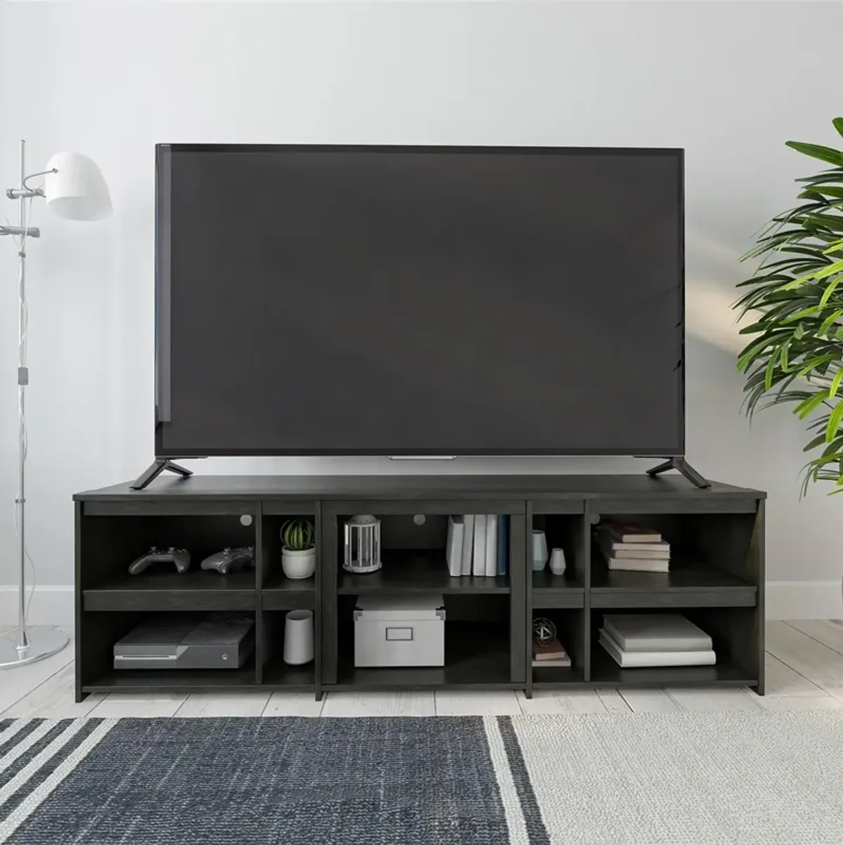 Miles TV Stand for TVs up to 70 Inches with 6 Large Shelves and 4 Small Shelves