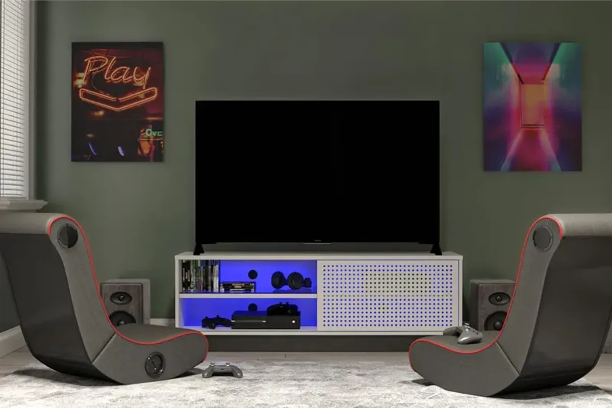 Glitch Gaming TV Stand for TVs up to 60 Inch with LED Lights