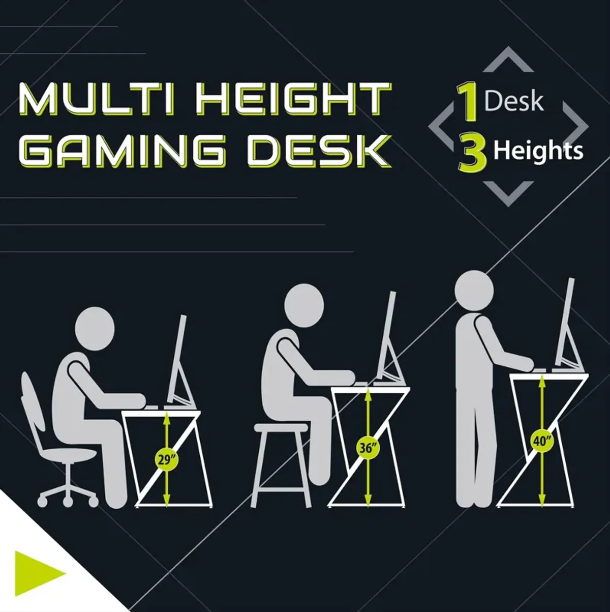 Genesis Height Adjustable Gaming Desk with LED Lights