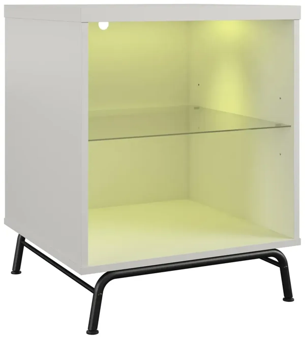 Melbourne End Table with LED Lighting and Glass Shelf