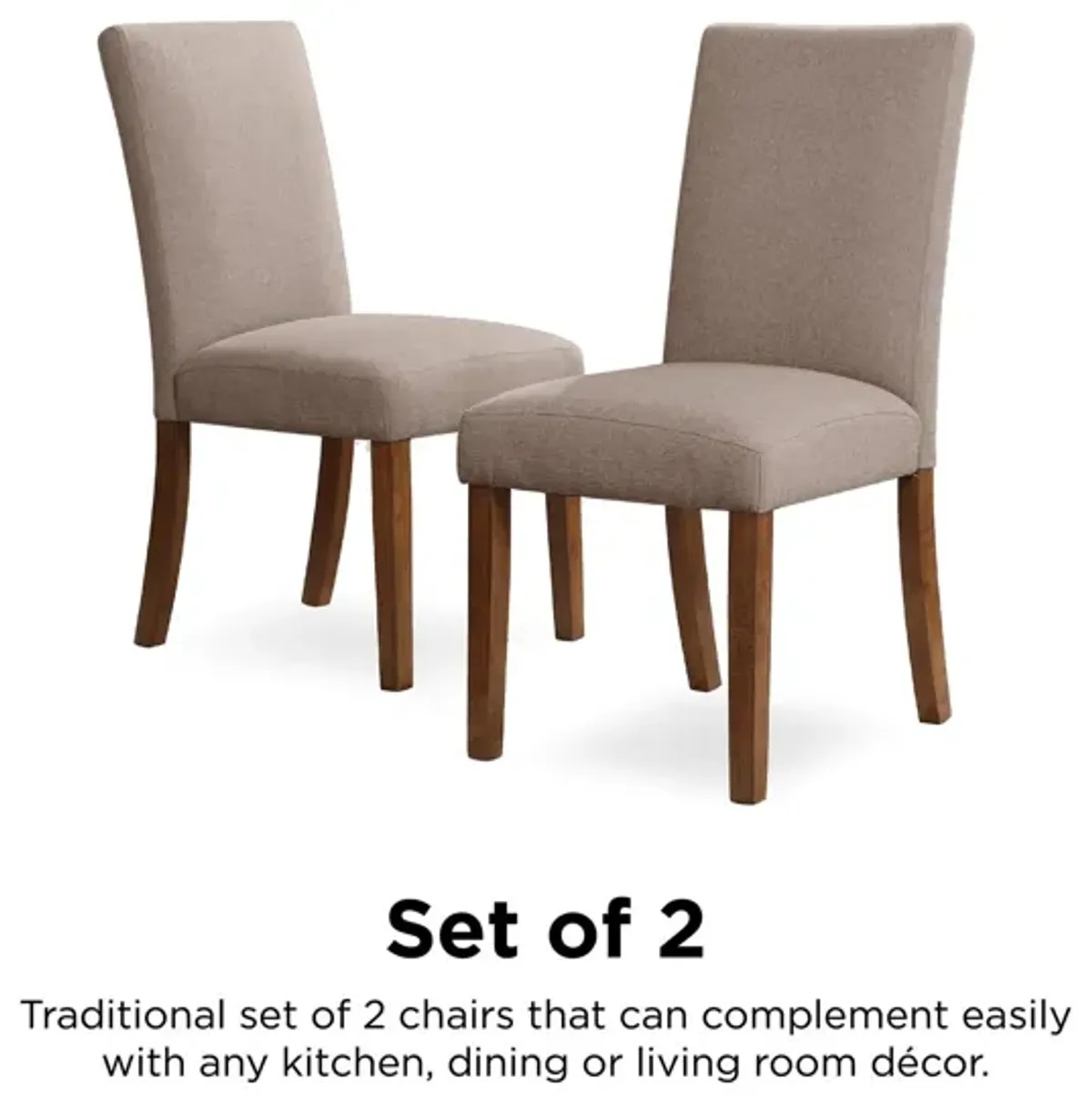 Parsons Linen Upholstered Chairs with Pine Legs, Set of 2