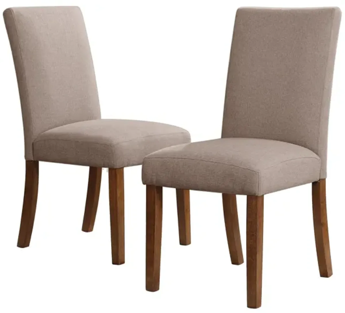 Parsons Linen Upholstered Chairs with Pine Legs, Set of 2