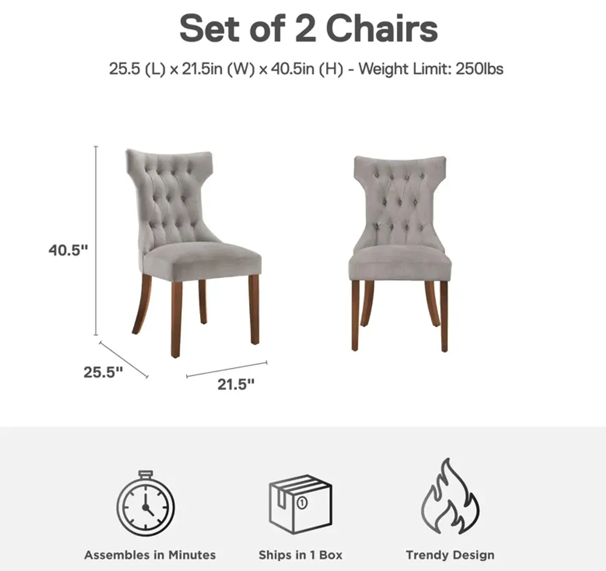 Clairborne Tufted Hourglass Dining Chair, Set of 2